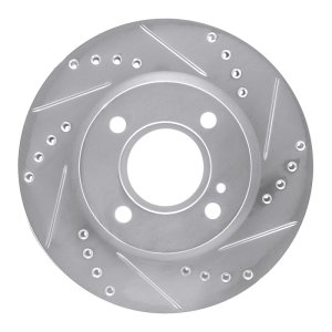 Ford Fiesta Brake Rotor (1) - Front Right - R1 Concepts - Drilled & Slotted - Silver - `11-`19